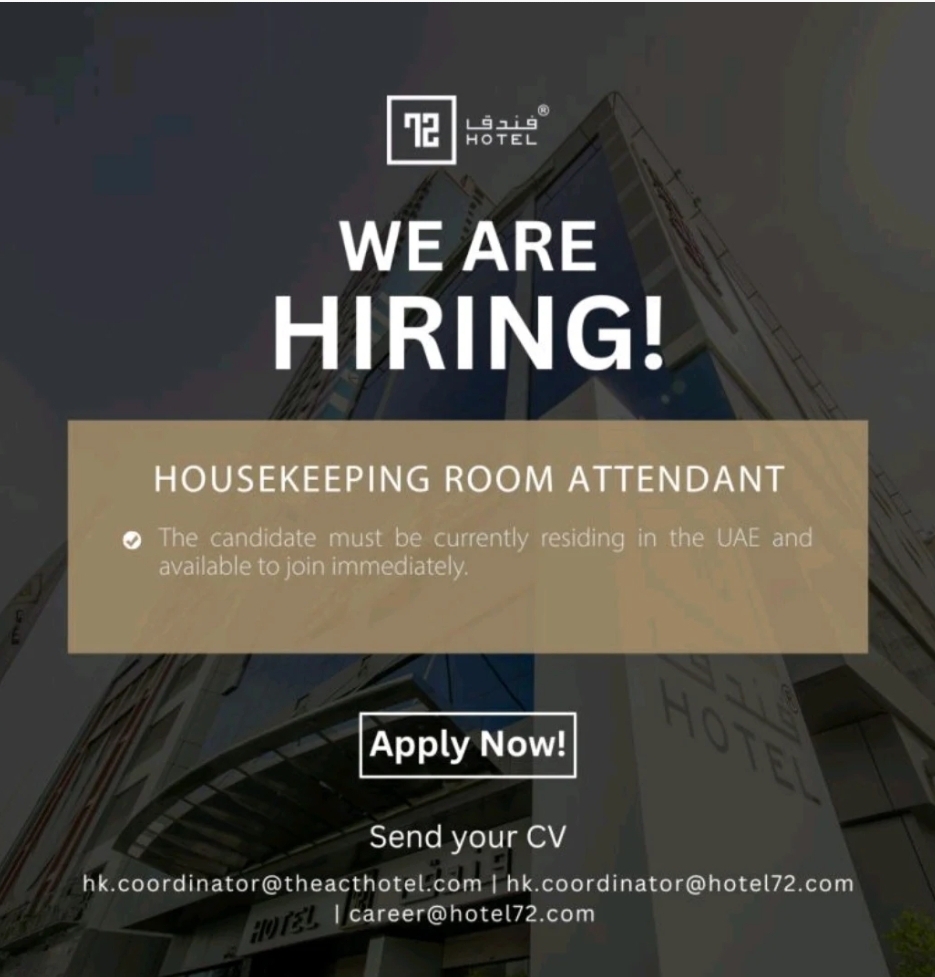 Hiring Housekeeping Room Attendants in Sharjah | ACT & Jobs